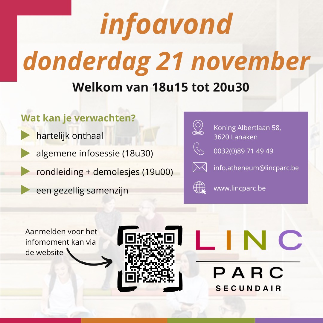 Infoavond op 21 november 2024 van 18u15 tot 20u30